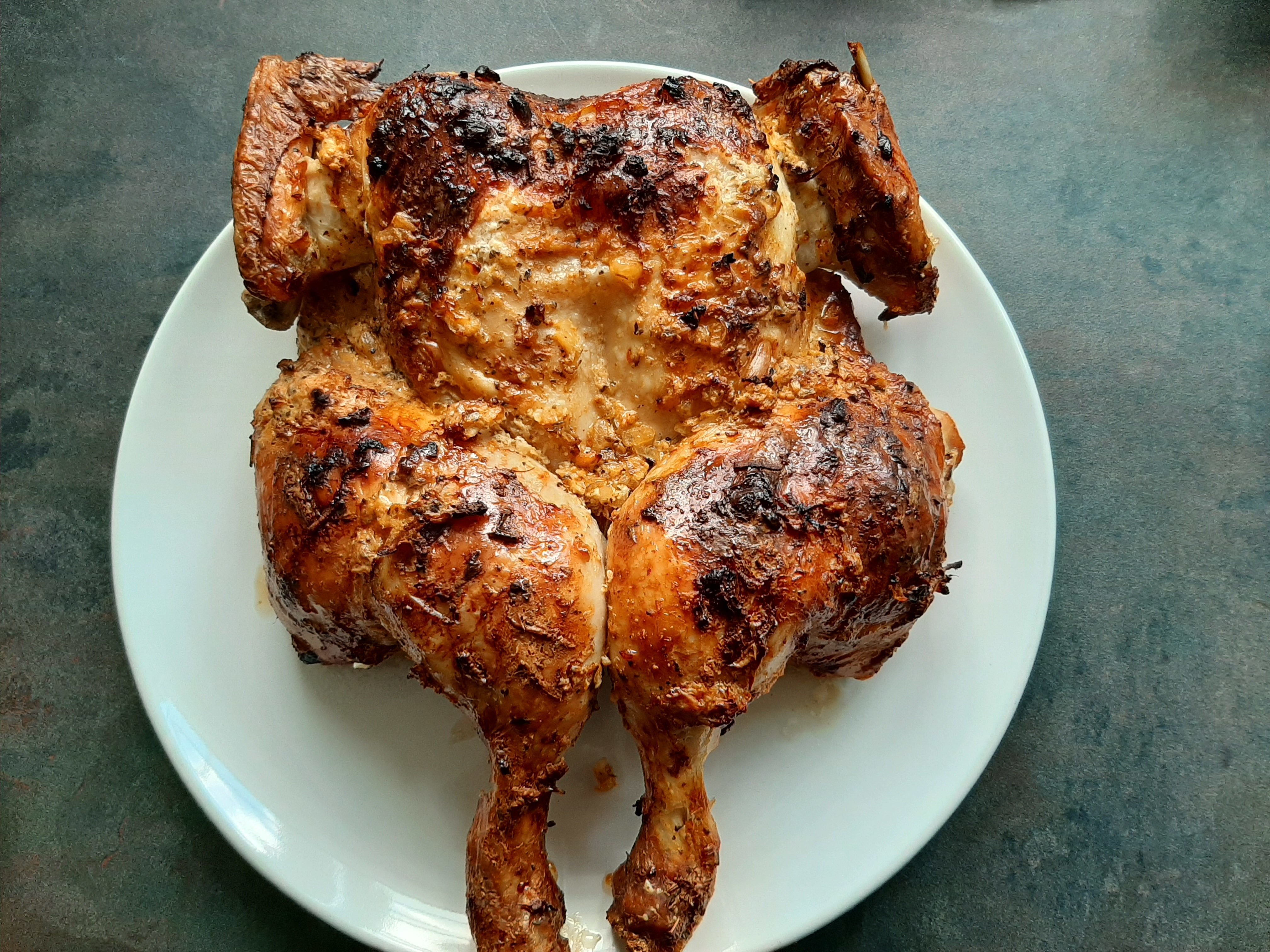 ROASTED SPATCHCOCK CHICKEN IN YOGHURT MARINADE
